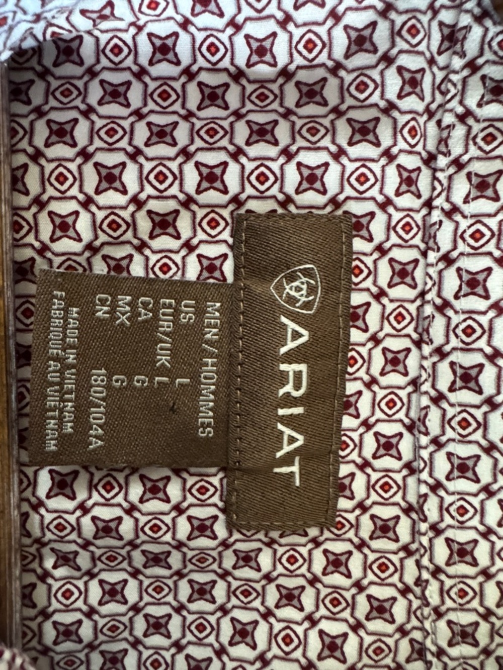 Ariat Men's White and Purple Micro-Pattern Button-Down Shirt - Picture 2 of 5